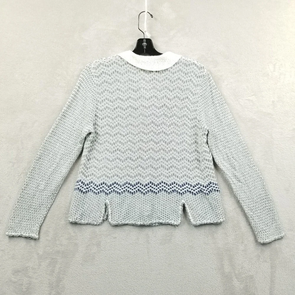 Isabelle Cardigan‎ Women M Gray Chenille Notch Hem Long Sleeve Sweater Cottage